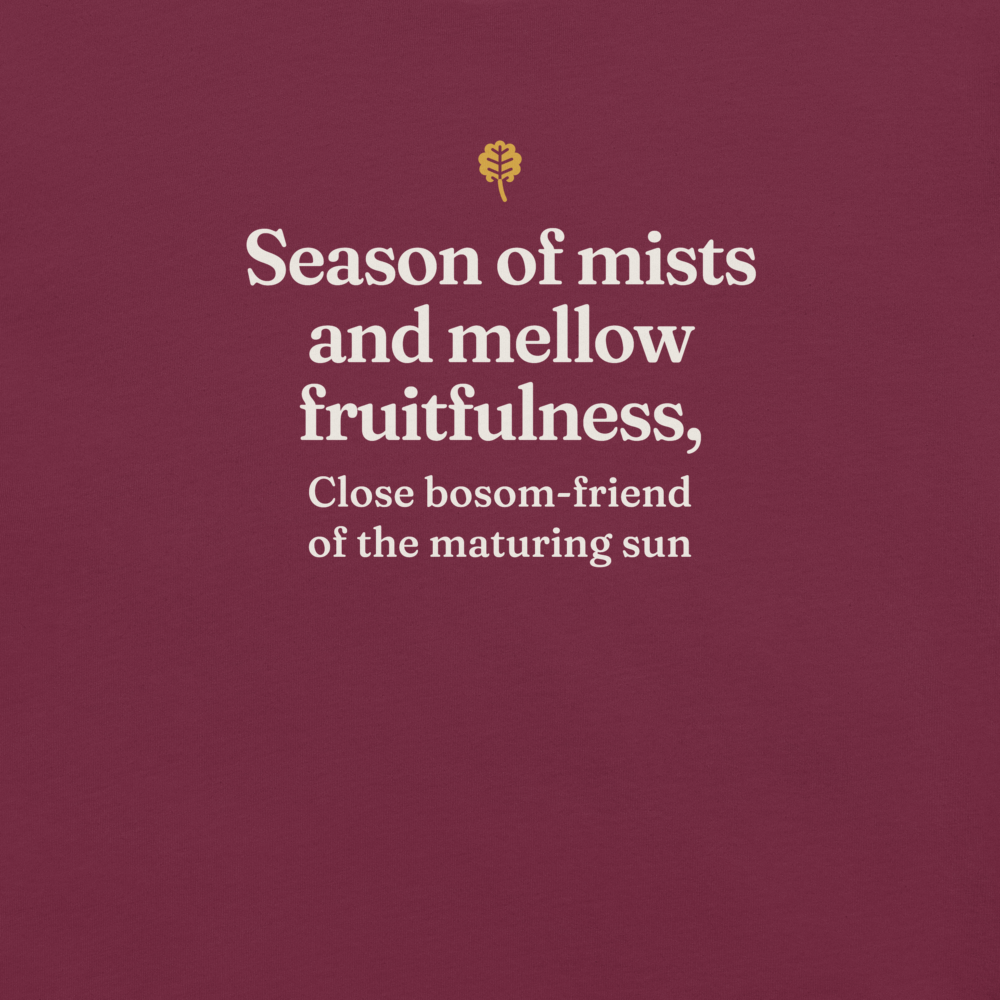 Close-up of the print of the Season of mists shirt in Maroon